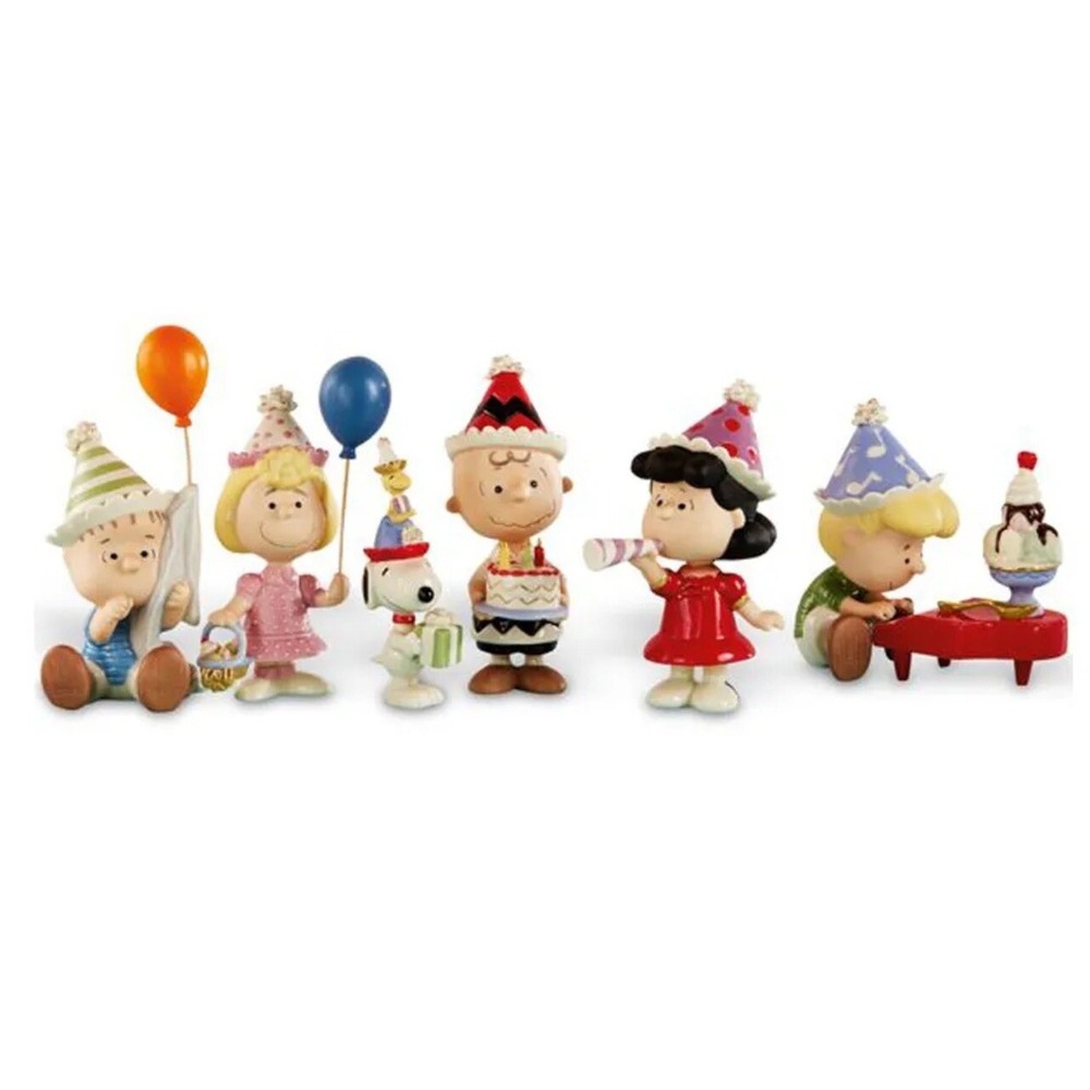 Lenox Peanuts Birthday Party 6 Piece Set Snoopy Linus Lucy Charlie Brown COA